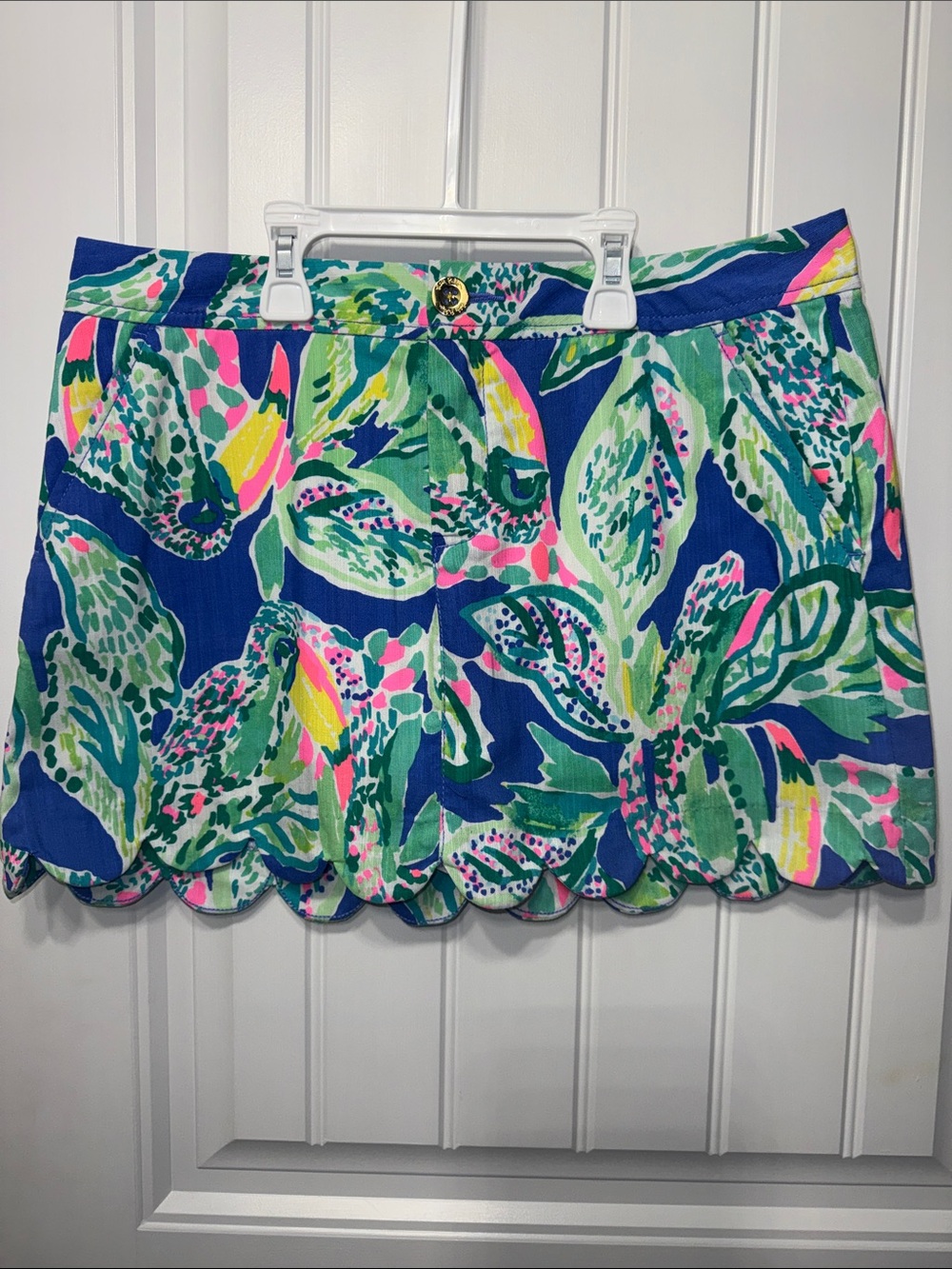 Lilly Pulitzer Skort Lorelie “Beckon Blue Wake Up Call” Scallop Hem Size 6 - Picture 3 of 8